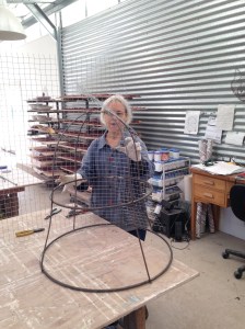 ..whilst Ana wired up the steel frame.