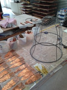 Armature of the first bee bell with copper shim leaves